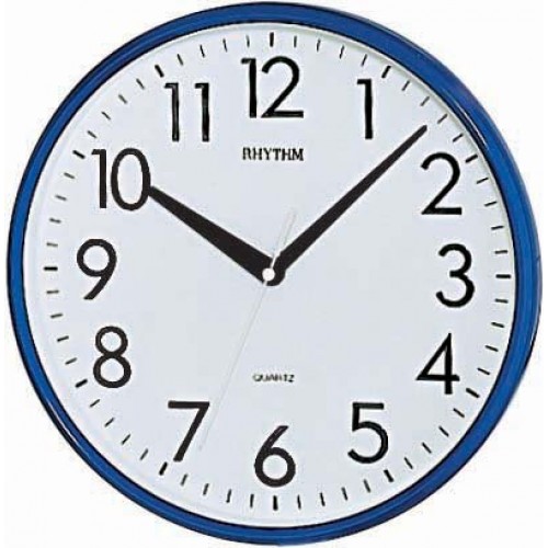 Rhythm Plastic Wall Clock 3D Numerals Analog Dark Blue